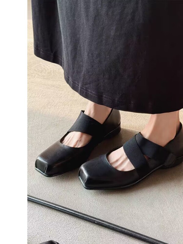 超软小羊皮~法式单鞋女平底交叉带芭蕾鞋浅口晚晚鞋复古玛丽珍鞋|undefined