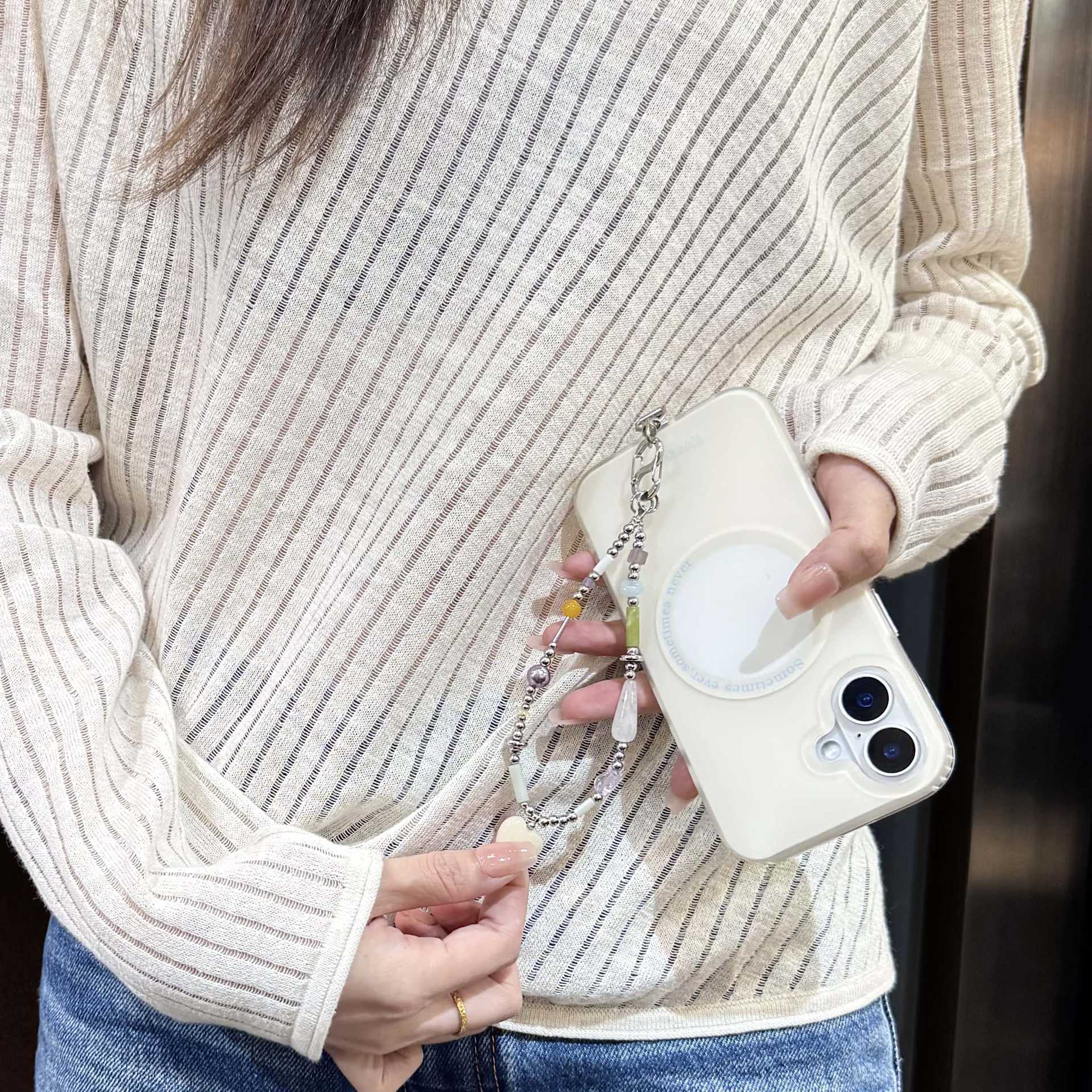 Nueva marca de marea de alta calidad cosmos estrella cadena de cuentas de caso de teléfono móvil colgante bolso colgante colgante de muñeca inswind