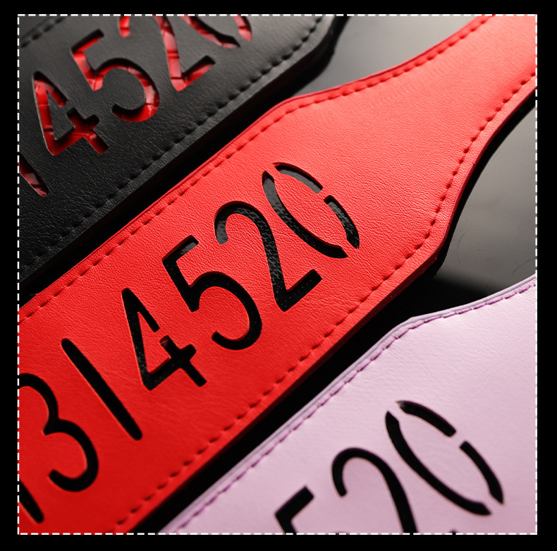PU Embossed Leather Hand Paddle for Couples, Pink or Black, Adult Flirting Aid — detail image 14