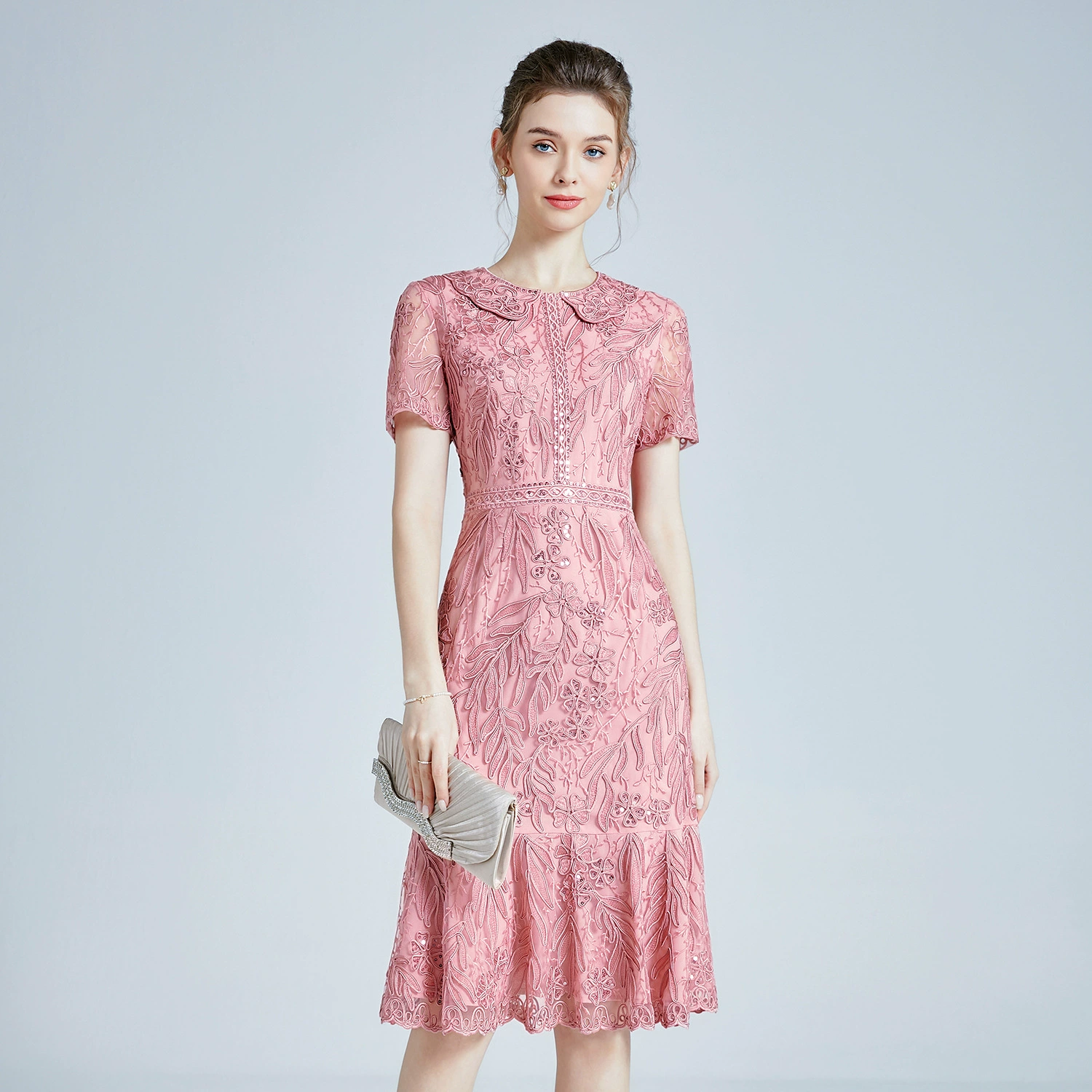 Шэньчжэньское Брендовое Сетчатое платье для женщин 2024 года, весна-лето, новое платье для средних лет, платье с блестками и рыбий хвост