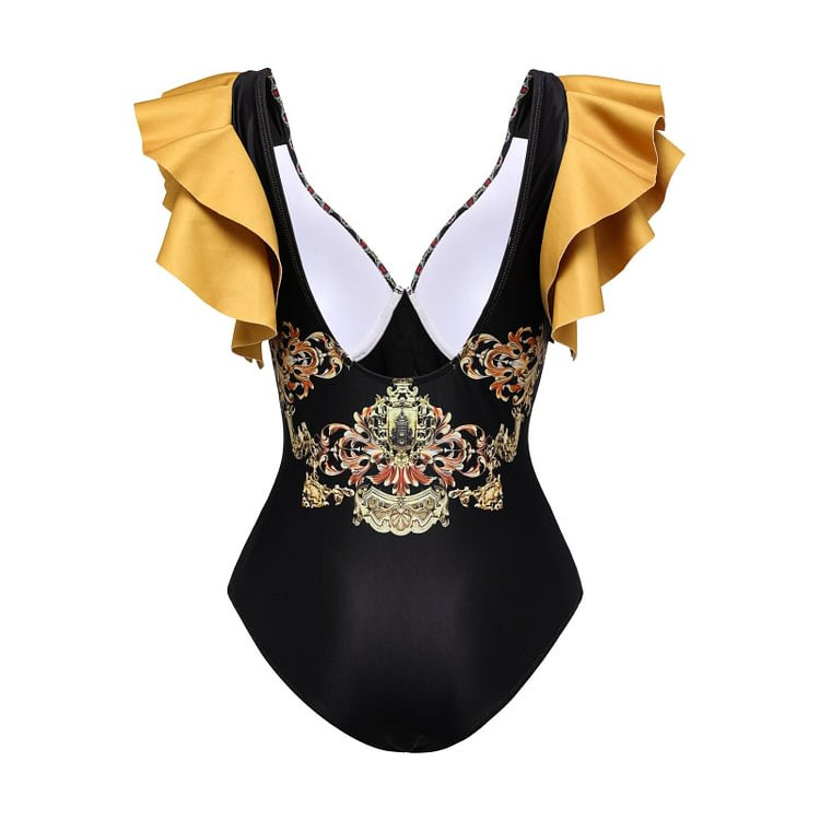 Women's Glam Retro French Style Digital Printing Printing Ruched One Piece Swimwear display picture 11