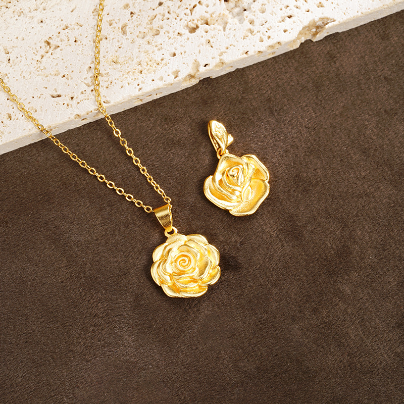 Guochao antiguo colgante de oro de palacio peonía rosa colgante de oro para niños de aleación de cobre universal joyas no se desvanecen