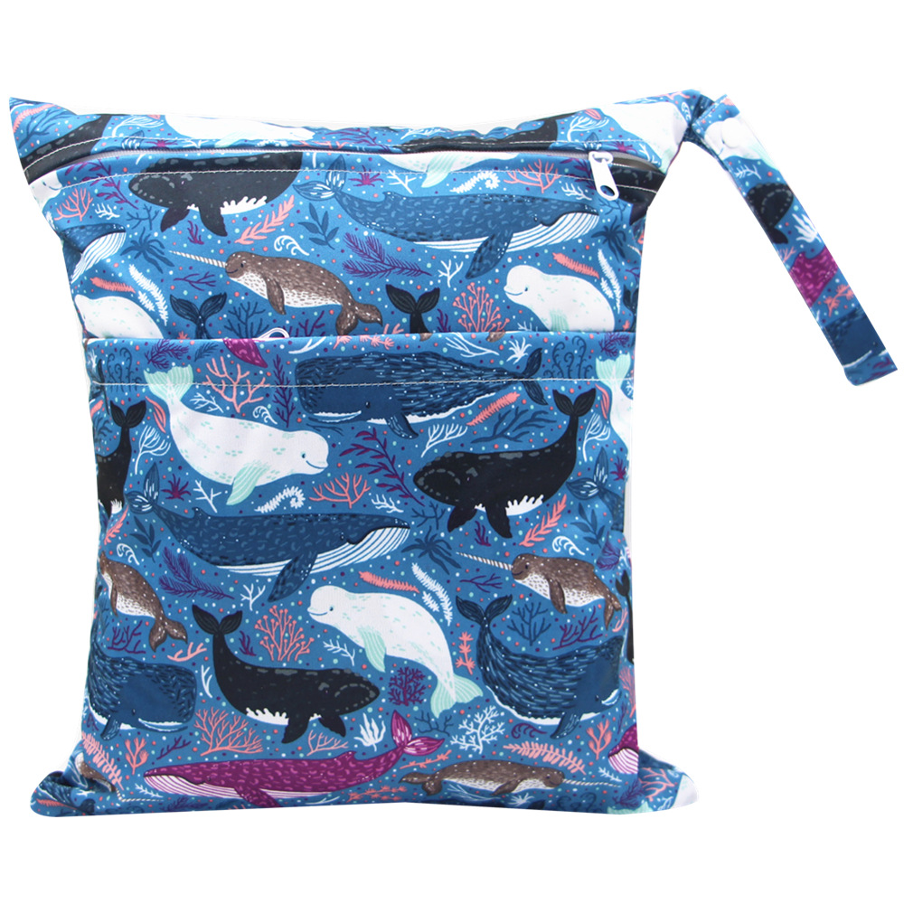 Asenappy bolsa de pañales 30*36cm bebé doble cremallera impresión impermeable bolsa de pañales cien tipos de impresión en stock