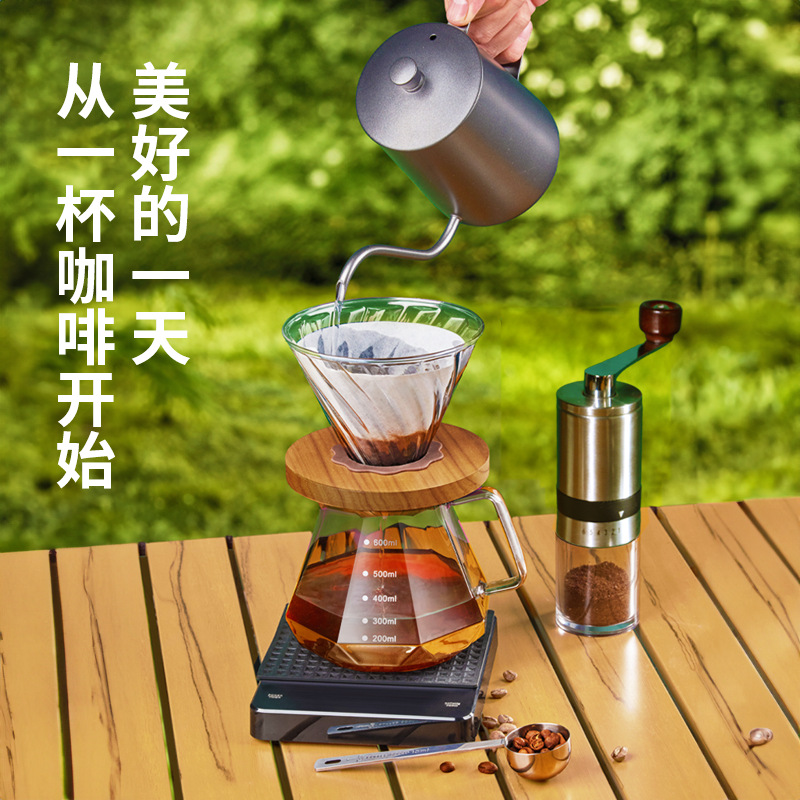 Juego de café portátil para acampar al aire libre, juego de café molido a mano, caja de almacenamiento, cafetera de preparación manual, combinación transfronteriza