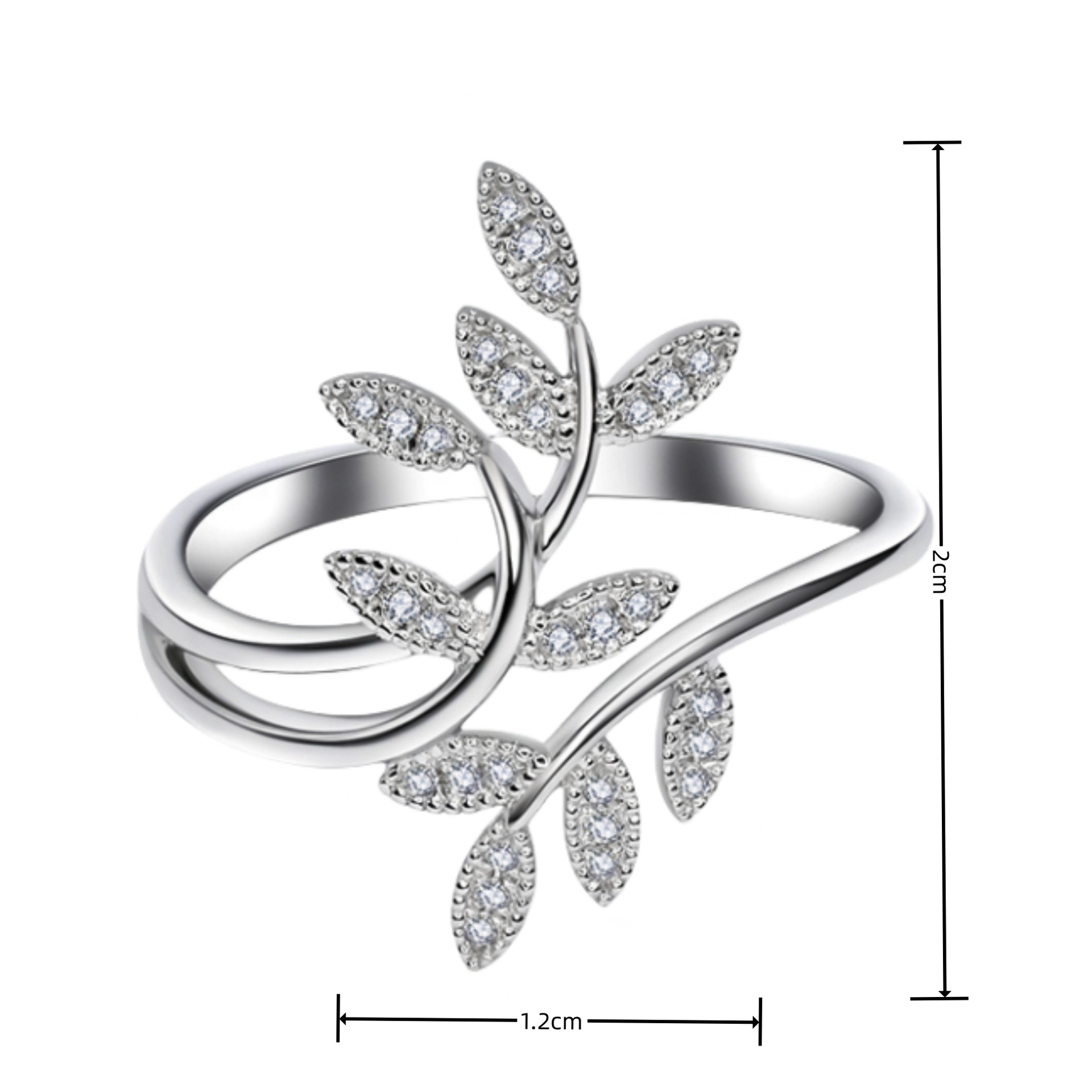 Fashionable Adjustable Zircon Flower Leaf Ring For Women_voghion.com