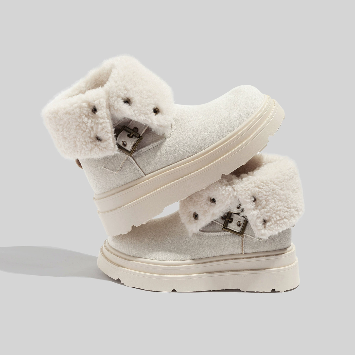 蓓尔 Velvet thick-soled snow boots for women, mid-calf 2025 winter style, warm and thickened, layered Ancola red shoes for women