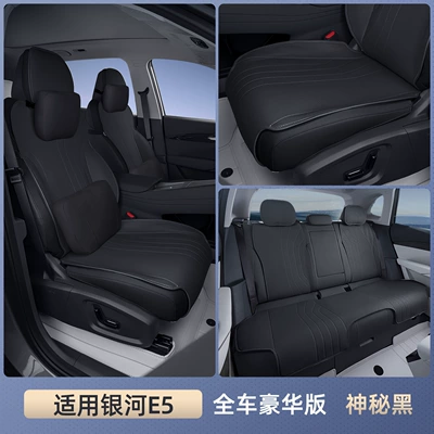 Modified Interior Seat Cover Products Collection — Seat cushion, seat cover - galaxy-e5-mysterious-black-full-car-luxury-seat-cushion-headrest2-lumbar-support2