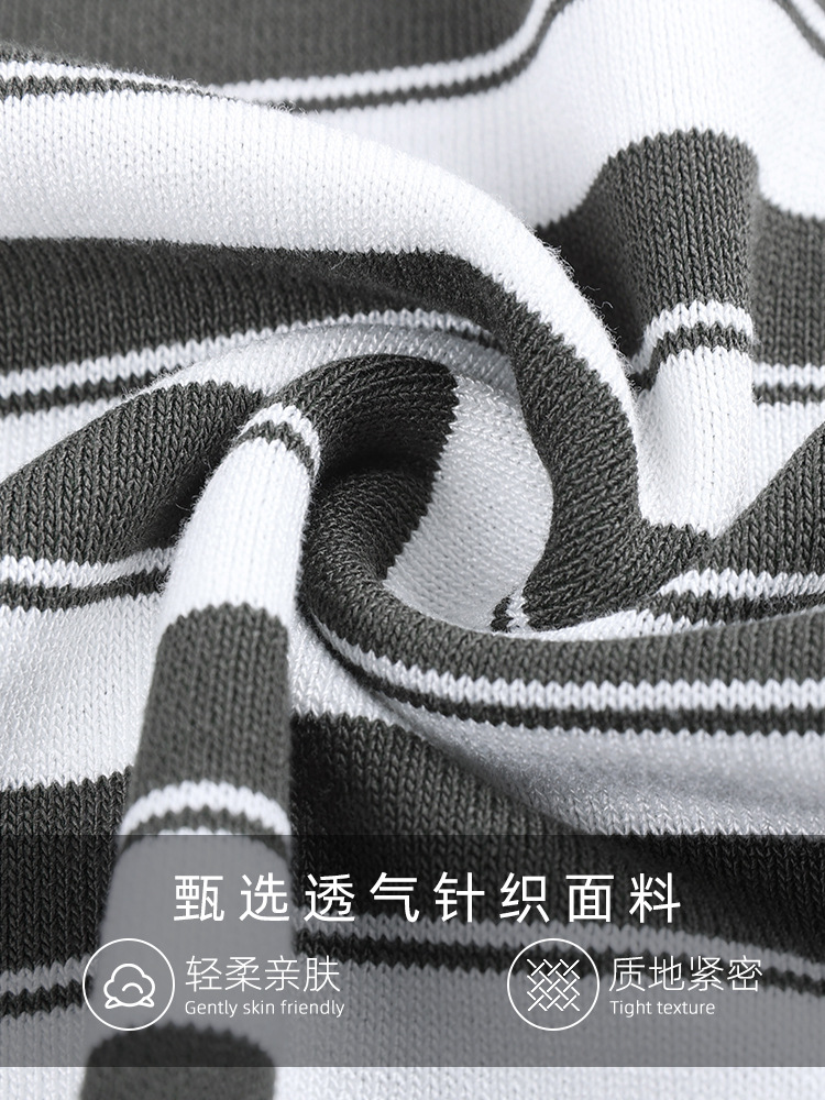 Polo de seda de hielo de alta gama Camiseta casual de negocios de manga corta con cuello en V de alta gama para hombres Camiseta a rayas image 4