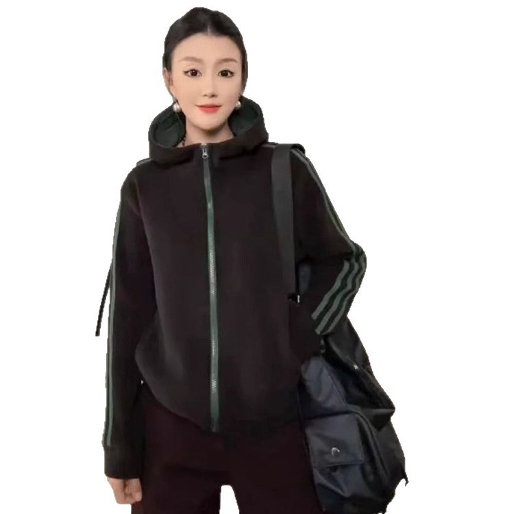 一件代发直播爆款2025秋季新款时尚连帽拼色洋气减龄运动外套女装|undefined