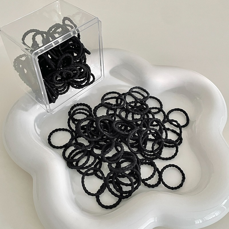 Pequeño cinturón negro para niños anillo de cabello para niñas cuerdas de cabello para bebés cubierta de cabello de cuero pequeña cantidad de cabello de alta elasticidad no daña el cabello