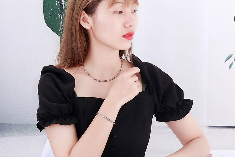 design sense fashion titanium steel bracelet necklace set wholesale nihaojewelry