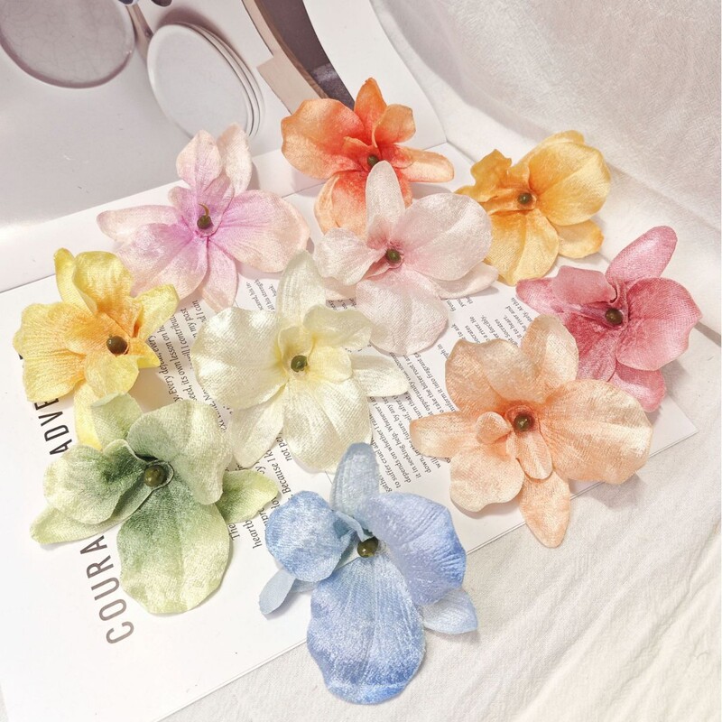 Simulated Velvet Orchid Flowers DIY Bridal Hair Accessories Hairpin Flower Accessories Flower Head Wedding Home Gift Box Decoration Fake Flowers