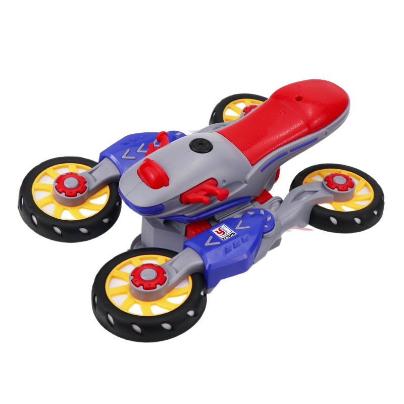 Cruzar la frontera eléctrica universal coche truco giratorio motocicleta deformación coche luz música eléctrica juguetes para niños al por mayor