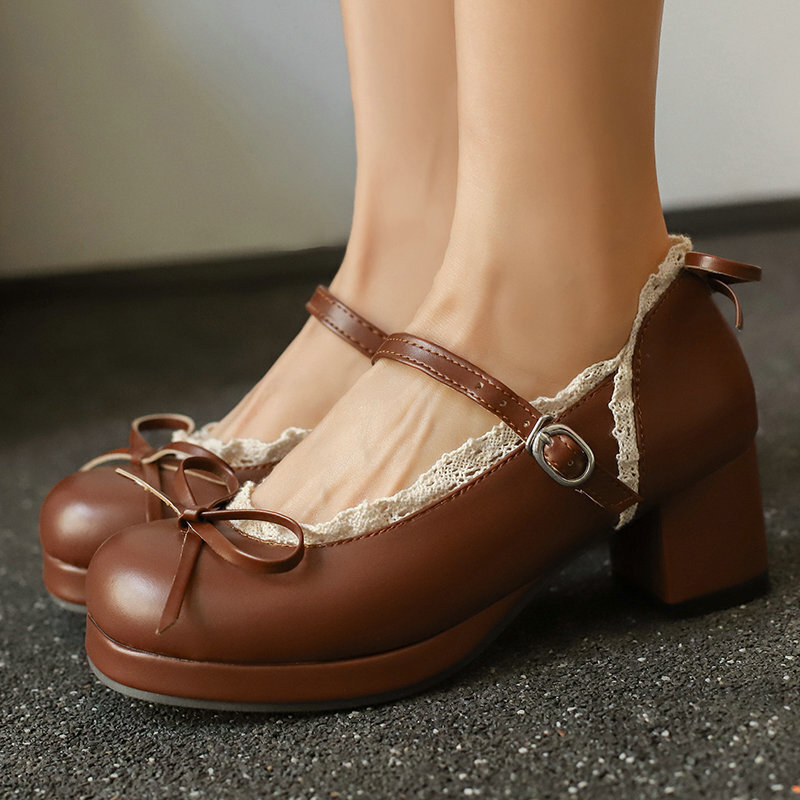 Cute Mary Jane shoes with bow platform