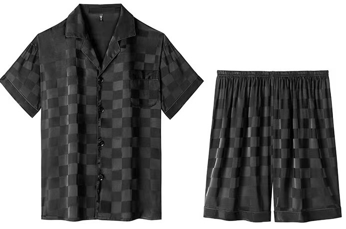 跨境外贸Nightwear简约气质百搭女舒适短袖衬衫家居服短裤套装|undefined