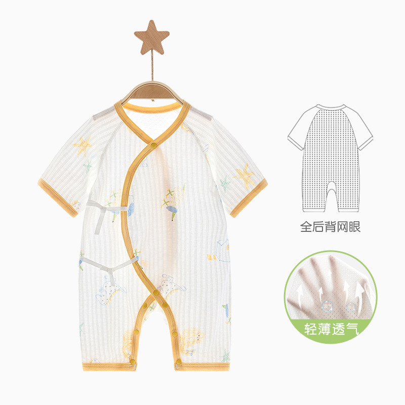 Ropa de verano para bebé recién nacido, estilo fino, manga corta, 0-3 meses, mono unisex para bebé, conjunto de verano para bebé