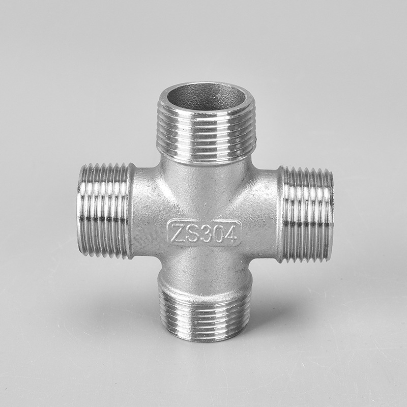 304不鏽鋼外絲四通絲扣外螺紋接頭四通十字水曖管件快速安裝接頭