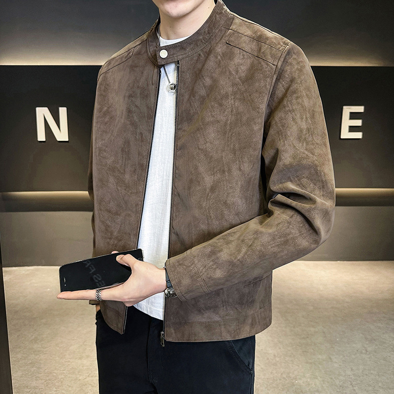 Jacket Men's 2025 New Spring and Autumn Suede Loose Vertical Collar Work Jacket Men's Autumn and Winter All-match Casual Top