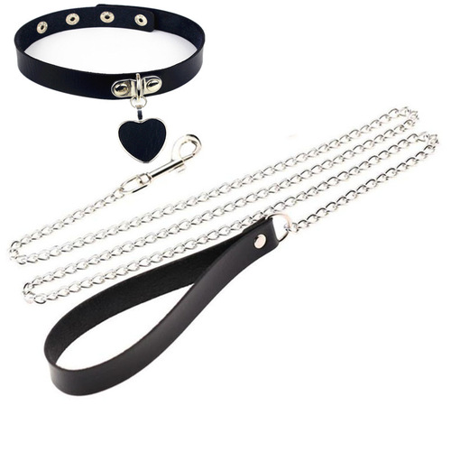 Leather leash dog chain couple sex toy leash chain rope Japanese soft girl nightclub SM female training a01