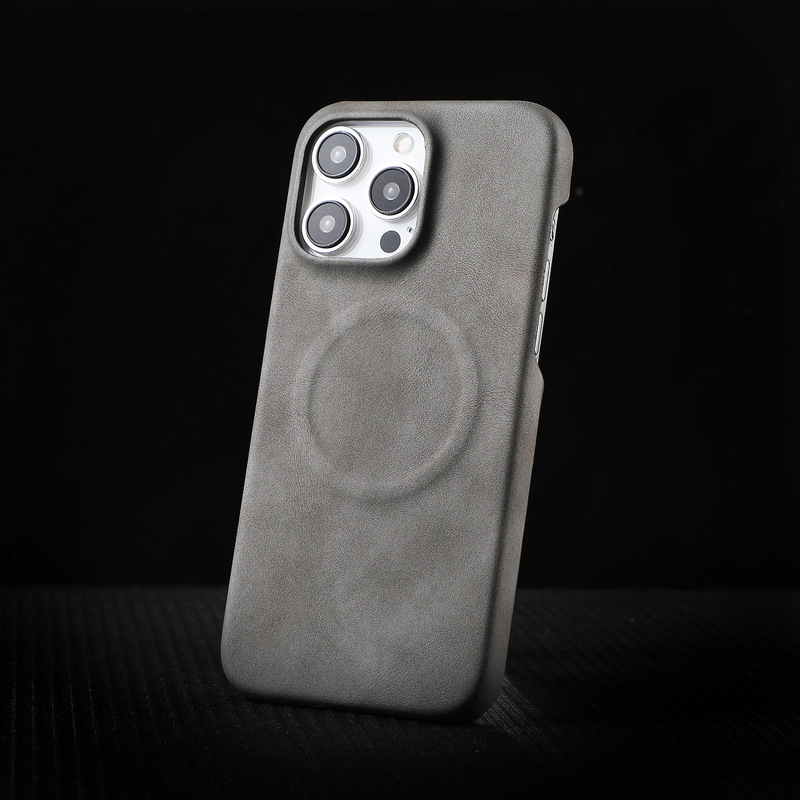 羊巴皮商务适用iPhone16promax复古肤感苹果15pm磁吸防摔手机壳套|undefined