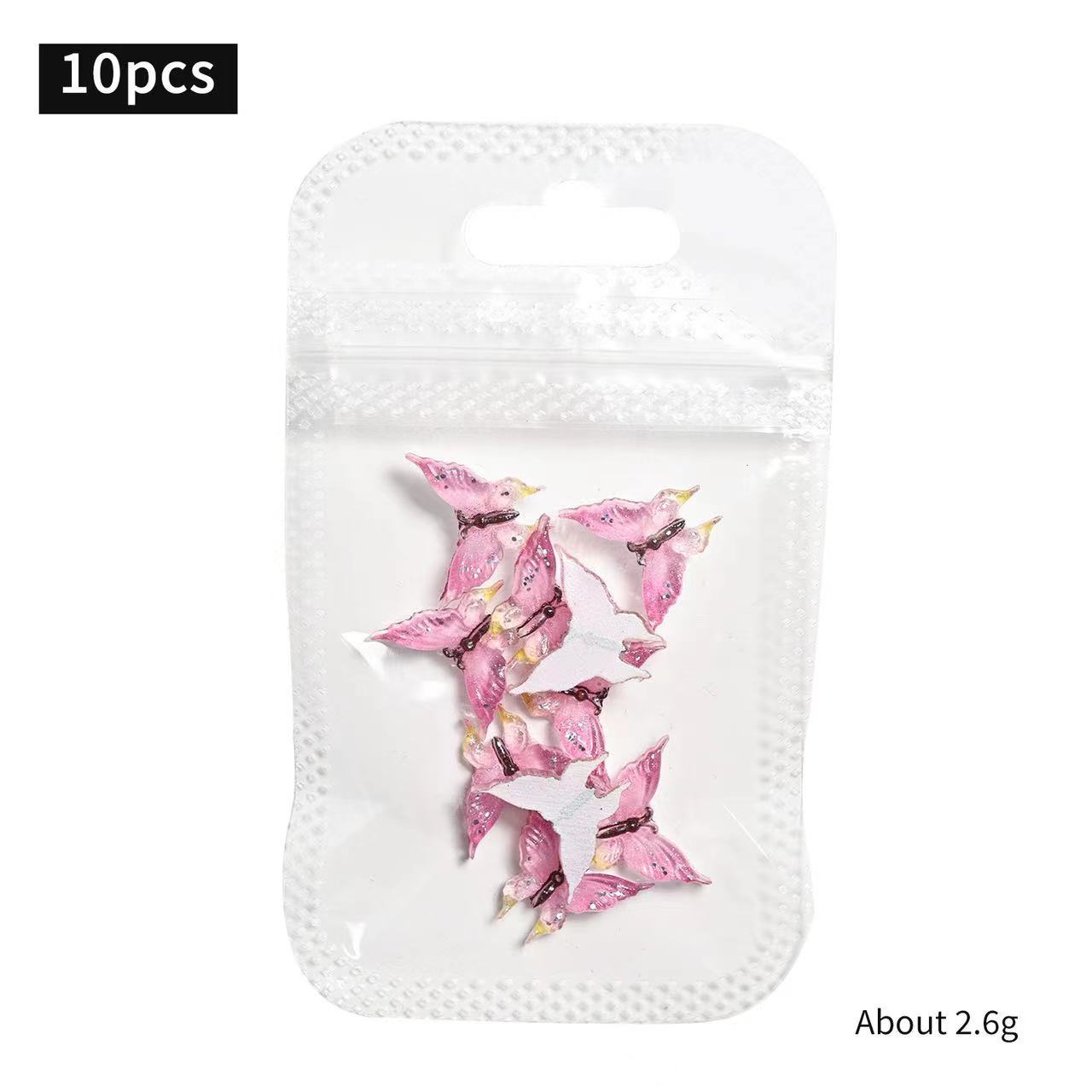 Resina de manicura roja de hadas joyas de mariposa pequeña fresca de dos colores estereoscópica gran mariposa accesorios de uñas de color gradiente