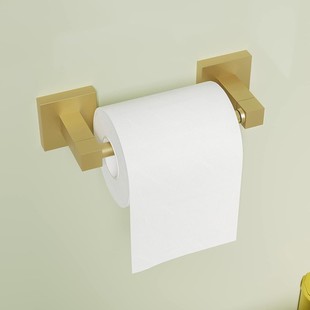 304 Stainless Steel Square Bottom Movable Paper Roll Holder Bathroom Paper Towel Holder Rotating Storage Rack Wall Hanging Brushed Gold Bathroom