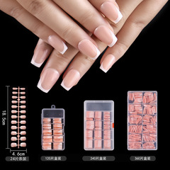 跨境輕薄PP盒裝歐美簡約白色法式歐方型杏仁穿戴甲假指甲貼片
