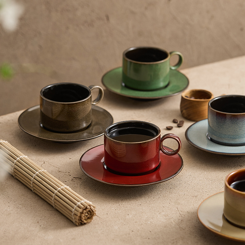 Taza de café de cambio de horno, taza de café con leche de cerámica para el hogar, taza de café americano, taza de té de la tarde, taza de café con ensalada
