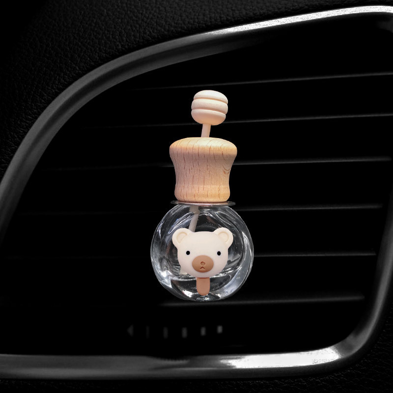 Red de la red color té leche dibujos animados coche salida de aire botella de perfume creativo lindo coche decoración de aromaterapia accesorios de coche