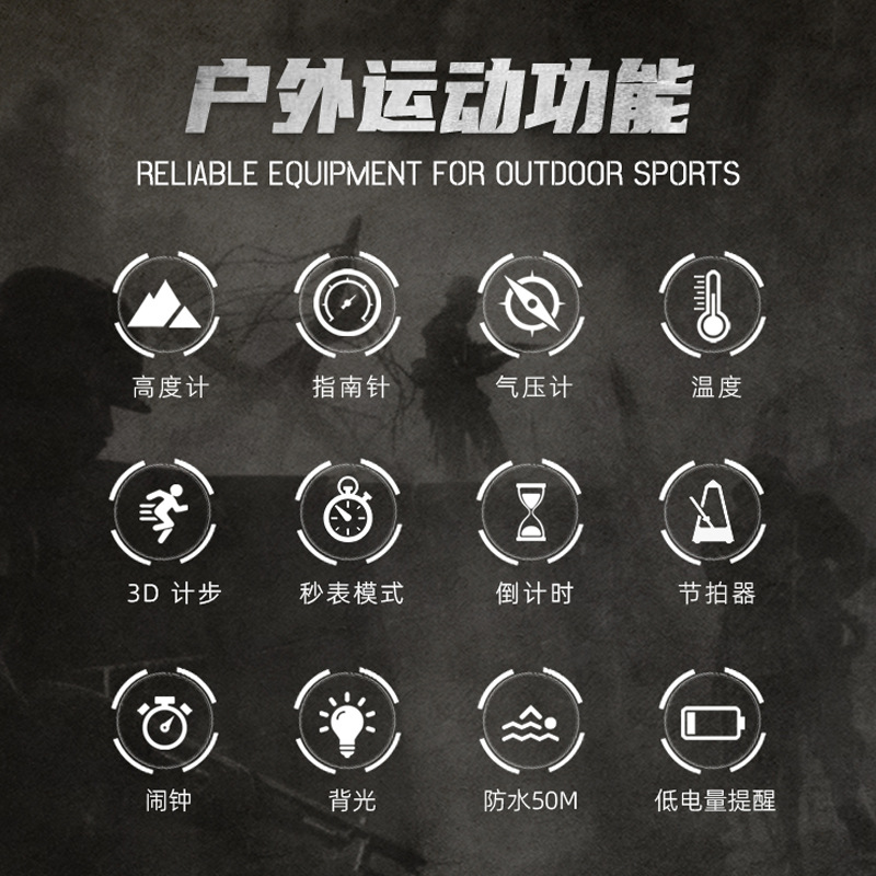 Hombres al aire libre reloj electrónico altura cronómetro raqueta presión de aire Temperatura brújula multifuncional impermeable reloj deportivo