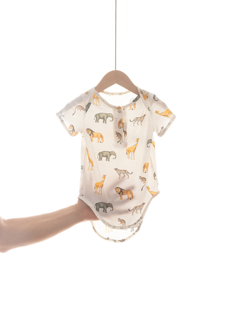 Bebé fresco de bambú algodón vaina ropa verano niños y niñas bebé aire acondicionado ropa delgada manga corta mameluco mono mameluco