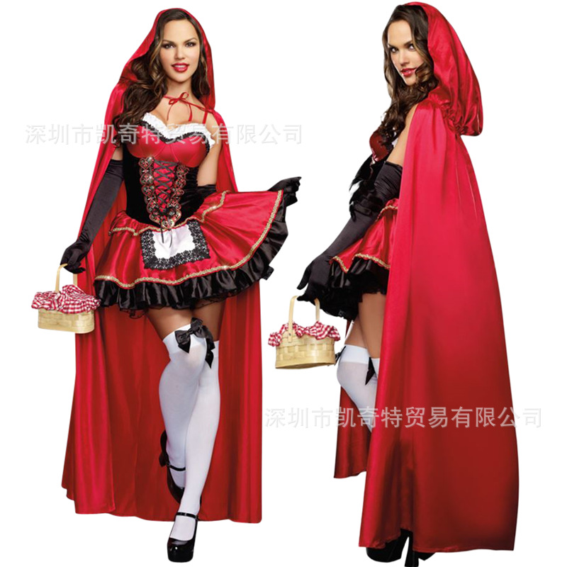 European and American Cosplay Cloak Queen Stage Costume Halloween Little Red Riding Hood Costume