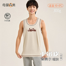 青少年保暖背心男秋冬款男孩保暖无袖T恤内搭莱赛尔男款打底上衣