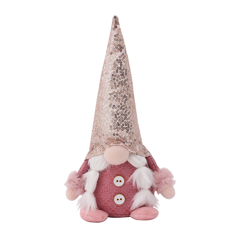 Pink Sequin Faceless Rudolph Doll Christmas Home Window Decoration Doll Ornament Christmas Window