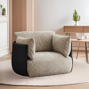 Medieval Style Cotton and Linen Fabric Designer Single Sofa Chair Nordic Balcony Living Room Lazy Leisure Sofa Lounge Chair