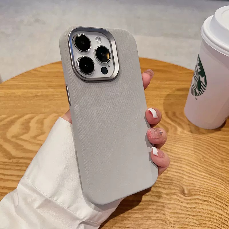 Patrón de tela de fibra de color sólido simple para iPhone15ProMax para hombres y mujeres 13 funda para teléfono móvil 12 Apple 14 atracción magnética