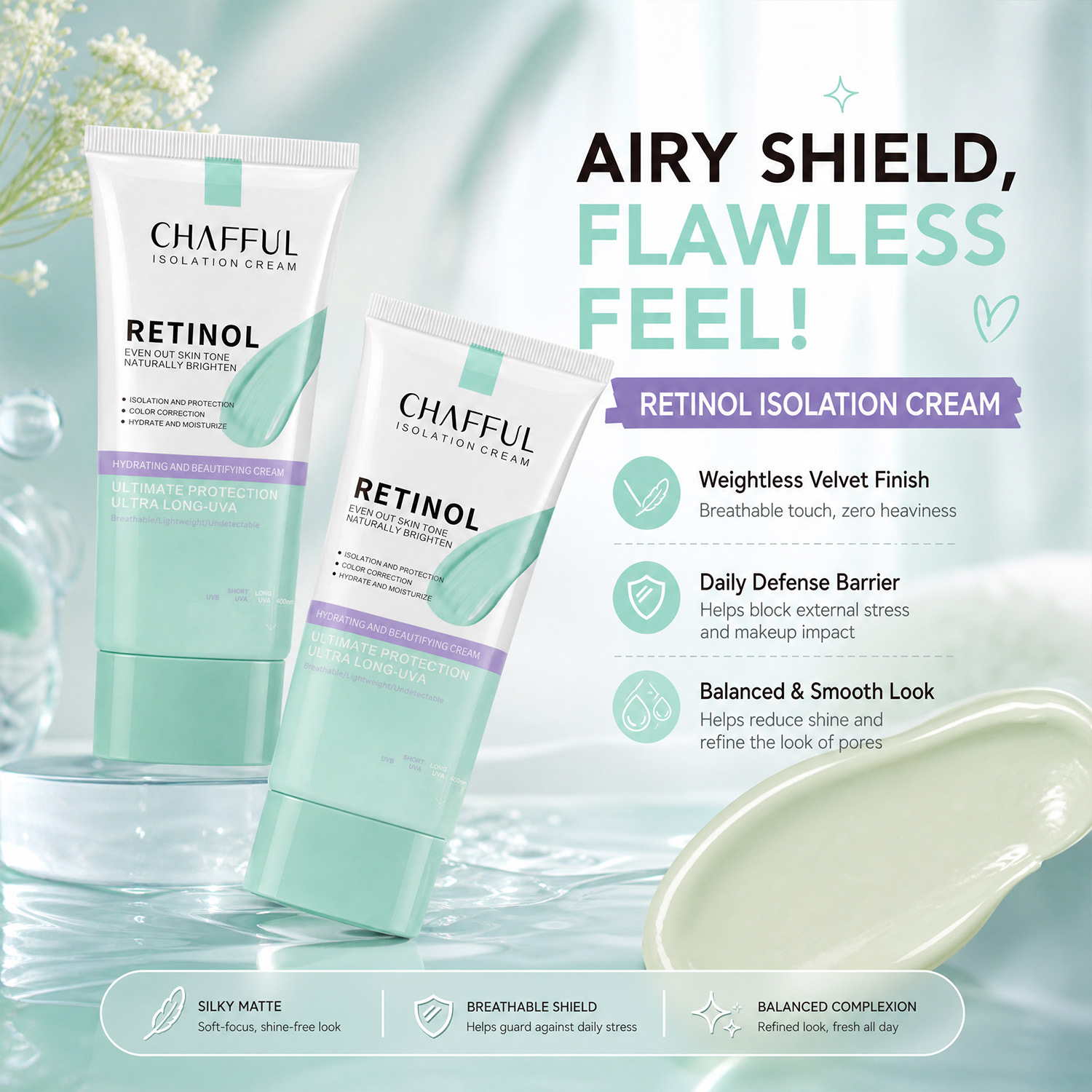 CHAFFUL Retinol Tərkibli Nəmləndirici Krem və Makiyaj Bazası