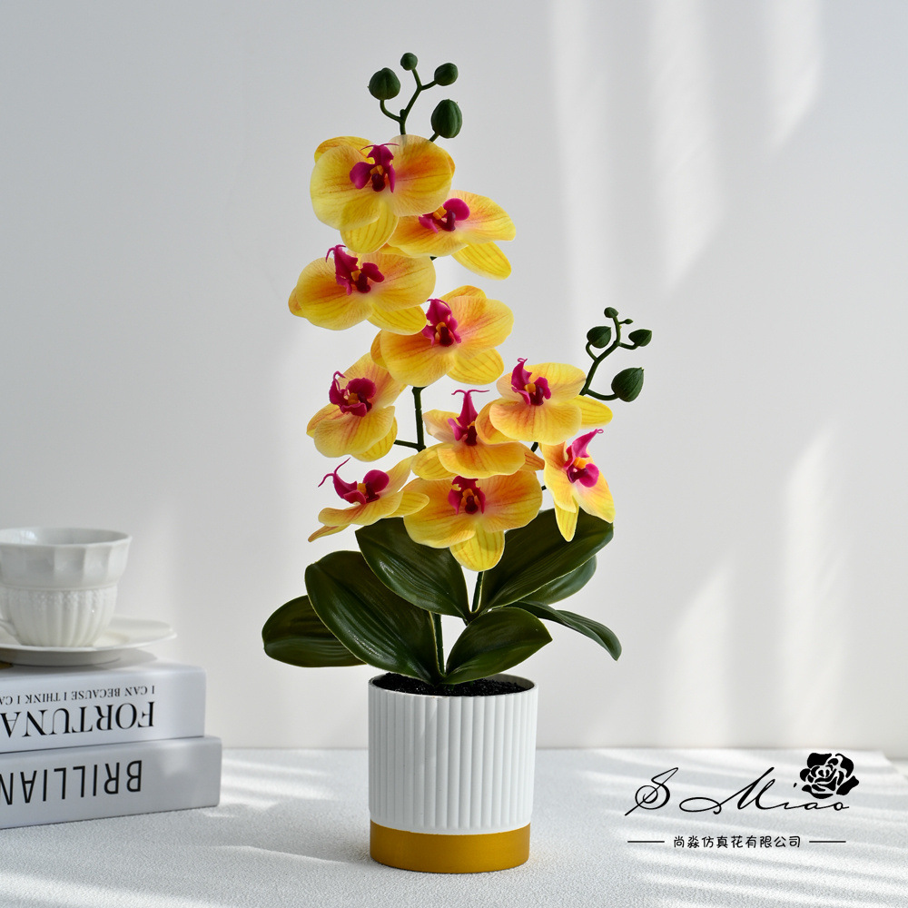 10 flores grandes orquídeas mariposa de dos ramas bonsai imitación maceta flores falsas decoración del hogar fotografía de boda flores artificiales adornos pequeños