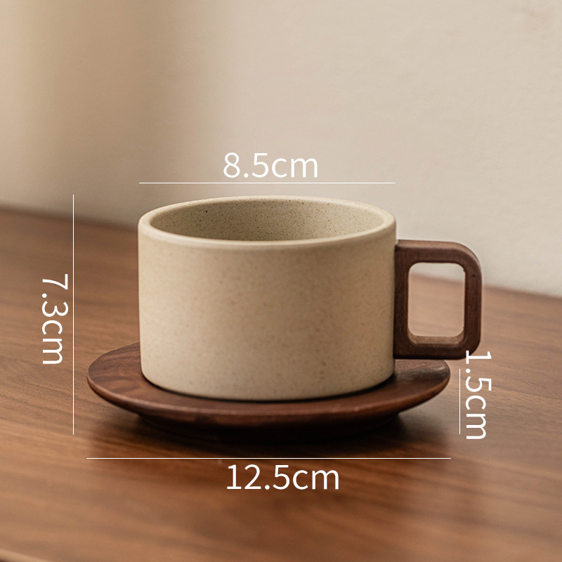 复古粗陶咖啡杯杯碟套装经典直筒杯型设计高级感防烫手工杯马克杯|undefined