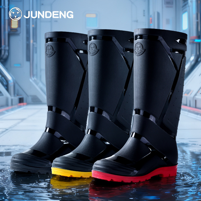 Authentic Military-Grade Outdoor Men's Rain Boots, High-Top, Thick-Soled, Large Size, Black, Stain-Resistant, Men's Work Boots, Fishing Rubber Shoes Authentic Military-Grade Outdoor Men's Rain Boots, High-Top, Thick-Soled, Large Size, Black, Stain-Resistant, Men's Work Boots, Fishing Rubber Shoes