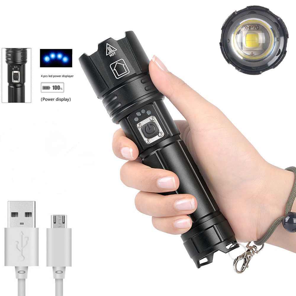 Cross-border XHP70 + COB linterna de Luz Blanca Roja zoom P70 linterna recargable USB