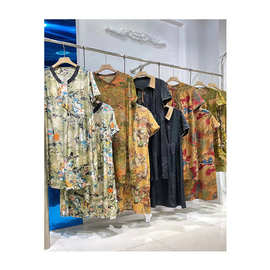 奢桑大码妈妈装2026夏装重磅香云纱真丝连衣裙品牌直播实体尾货