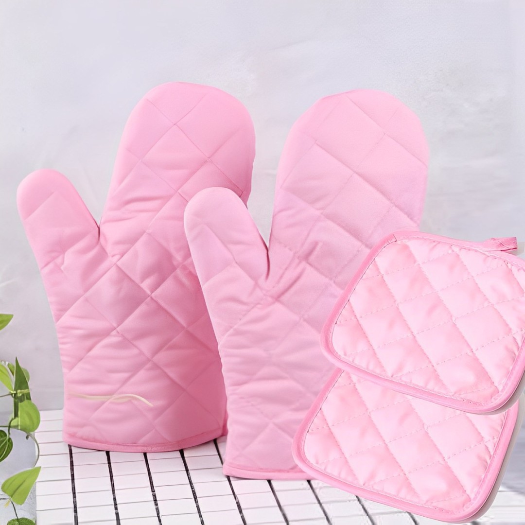 Guantes de aislamiento de rejilla rosa guantes almohadilla de guante izquierda y derecha guantes de horno universal almohadilla de protección de escritorio a prueba de quemaduras