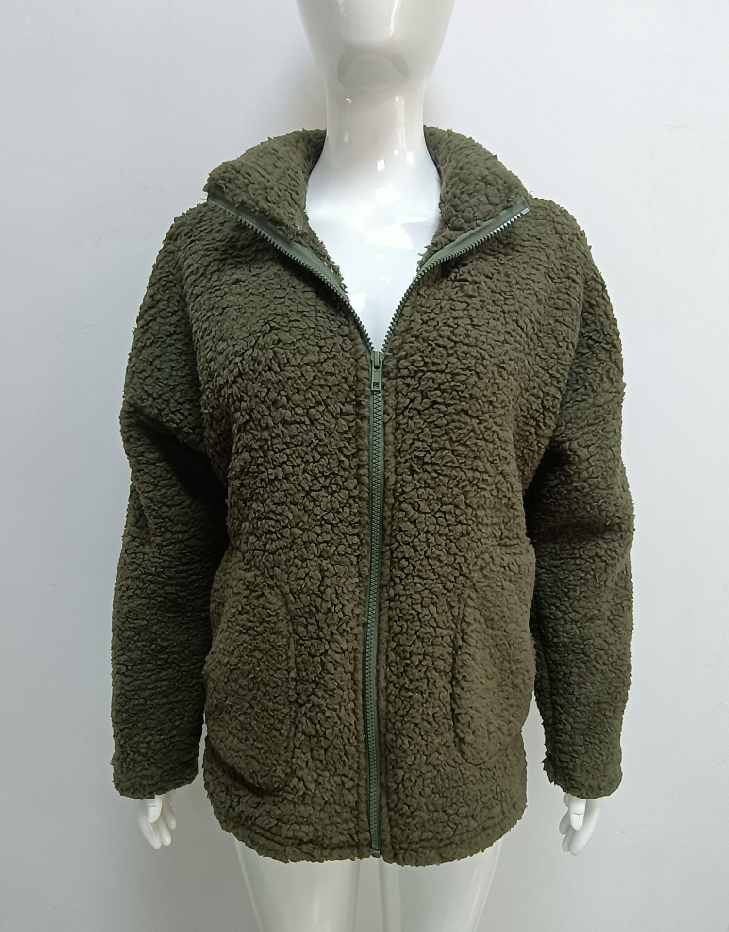 Women's Preppy Style Solid Color Zipper Coat Woolen Coat display picture 1