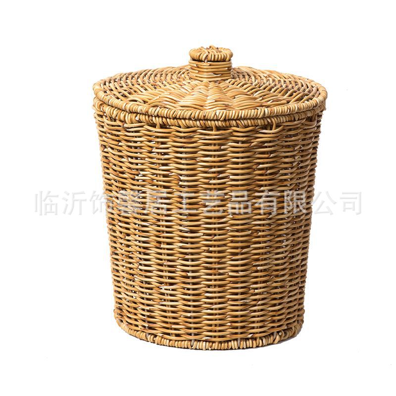 Cesta de almacenamiento creativa tejida con forma de ratán con tapa canasta de almacenamiento en el hogar canasta de almacenamiento de hotel dormitorio baño canasta de lavandería