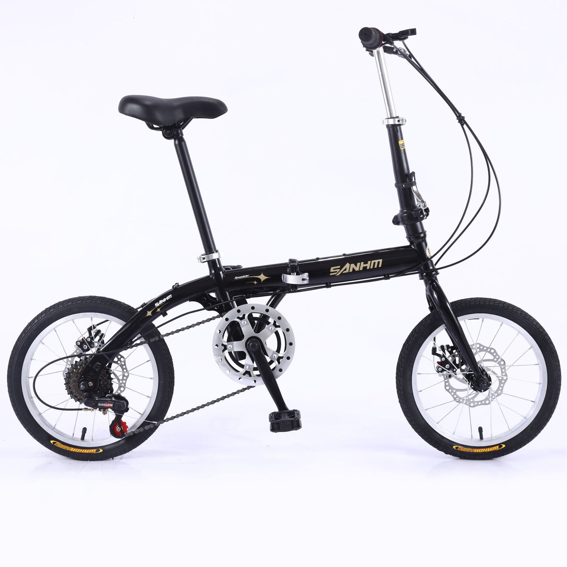 Manufacturer Wholesale 16-Inch Folding Bicycle for Adults and Students, Variable Speed Bike, Gift Bike, Dual Disc Brake, Foldable