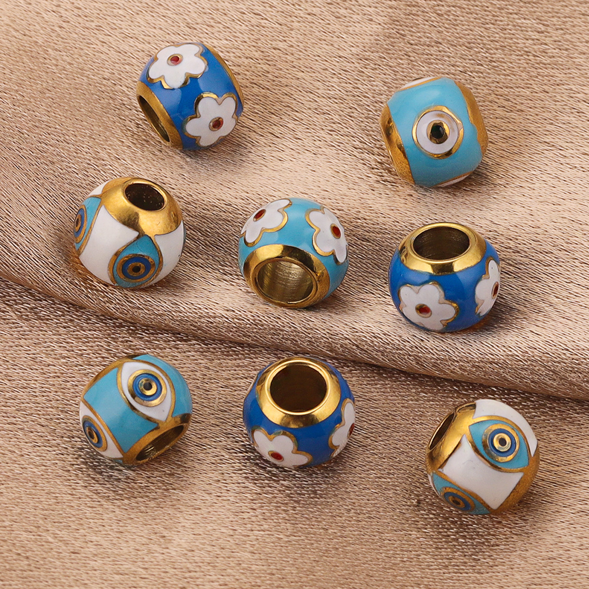 10*8mm Jewelry Making Size 5 PCS/Package 10*8mm Hole 4~4.9mm 304 Stainless Steel Eye Flower DIY Jewelry Accessories Beads