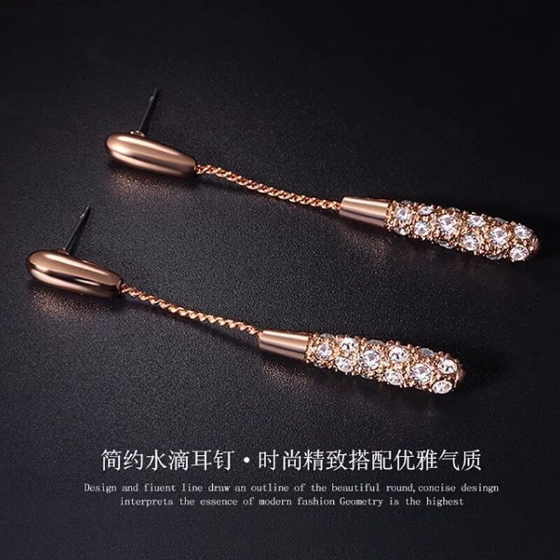Корейские новые высококачественные французские серьги каплевидной формы, длинные серьги из сплава с бриллиантами, элегантные популярные стильные серьги