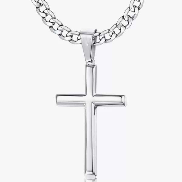 European and American foreign trade new hip-hop stainless steel cross pendant necklace men's simple classic retro personalized jewelry