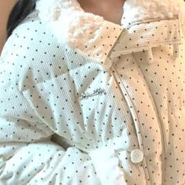 韩系甜美风波点羽绒棉服女时尚宽松保暖外套秋冬保暖新品面包服
